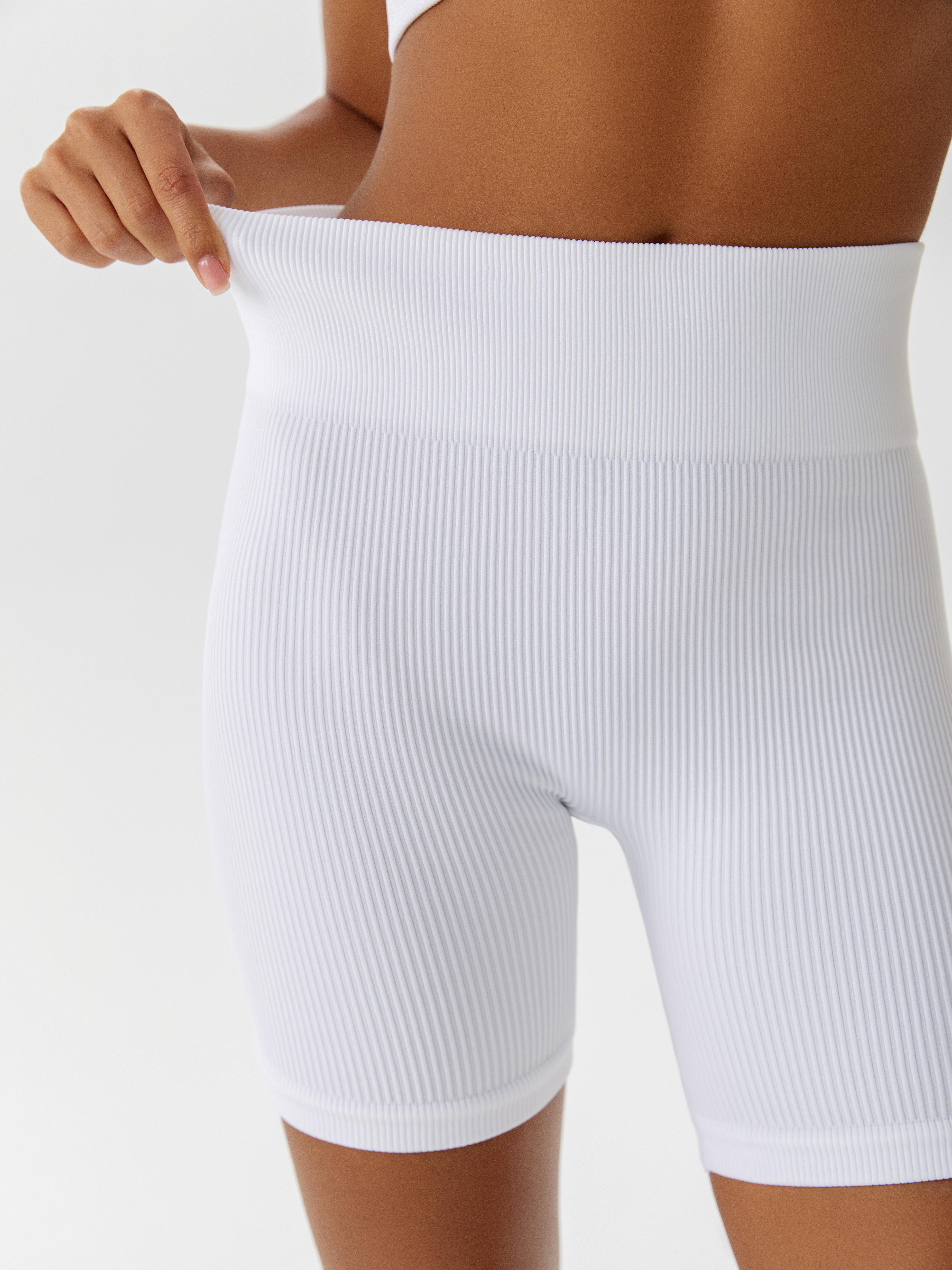 Велосипедки в рубчик (Белый, XS)