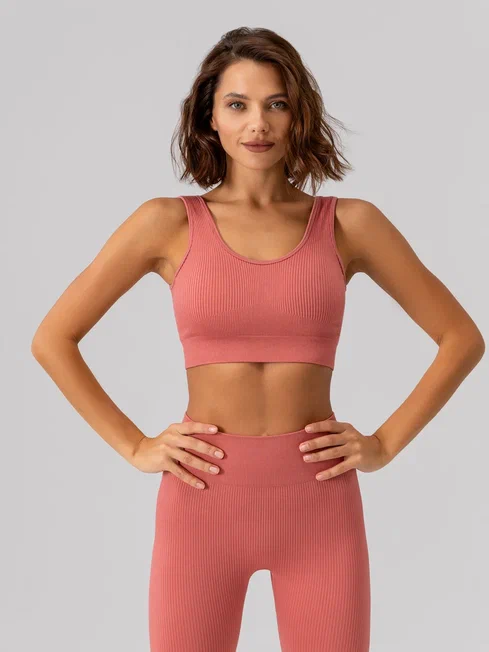 Топ бра спортивный с чашками (Розовый, S)