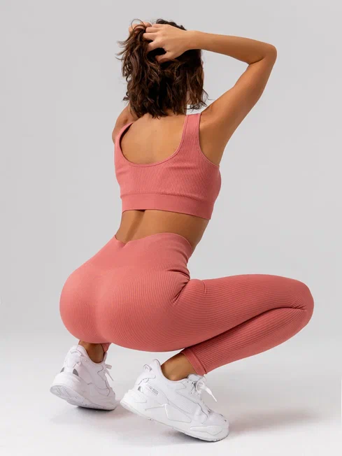 Леггинсы в рубчик (Розовый, S)