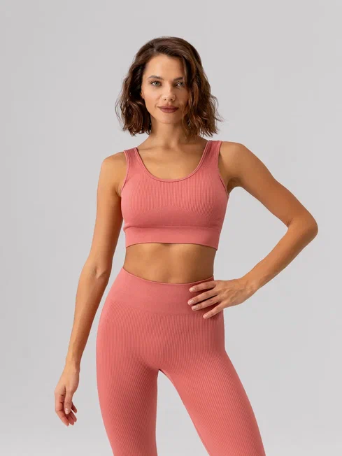 Топ бра спортивный с чашками (Розовый, S)