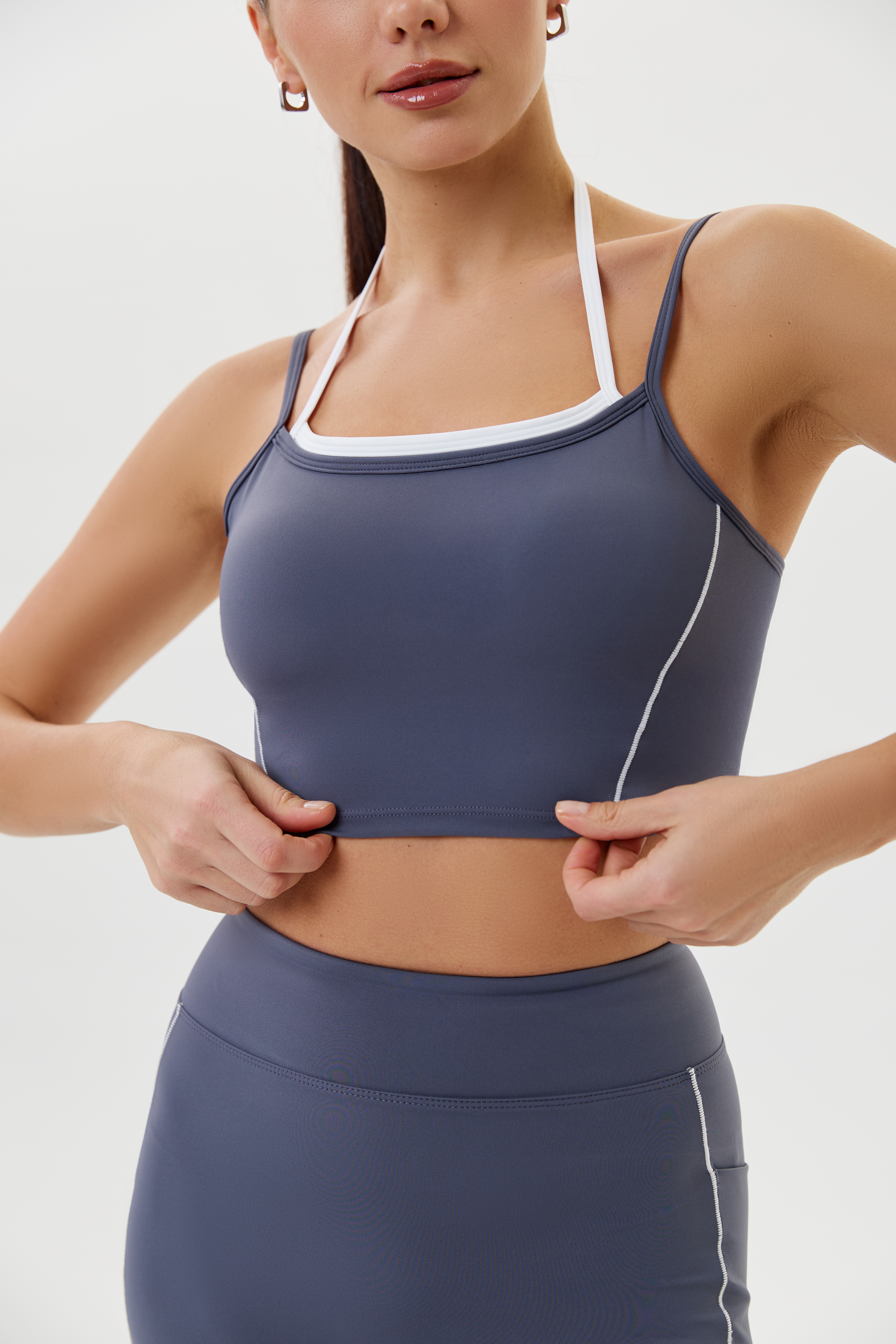 Топ спортивный с двойными бретельками (Серый, S)