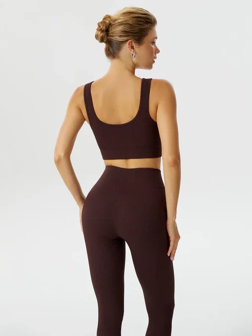 Топ бра спортивный с чашками (шоколадный, S)