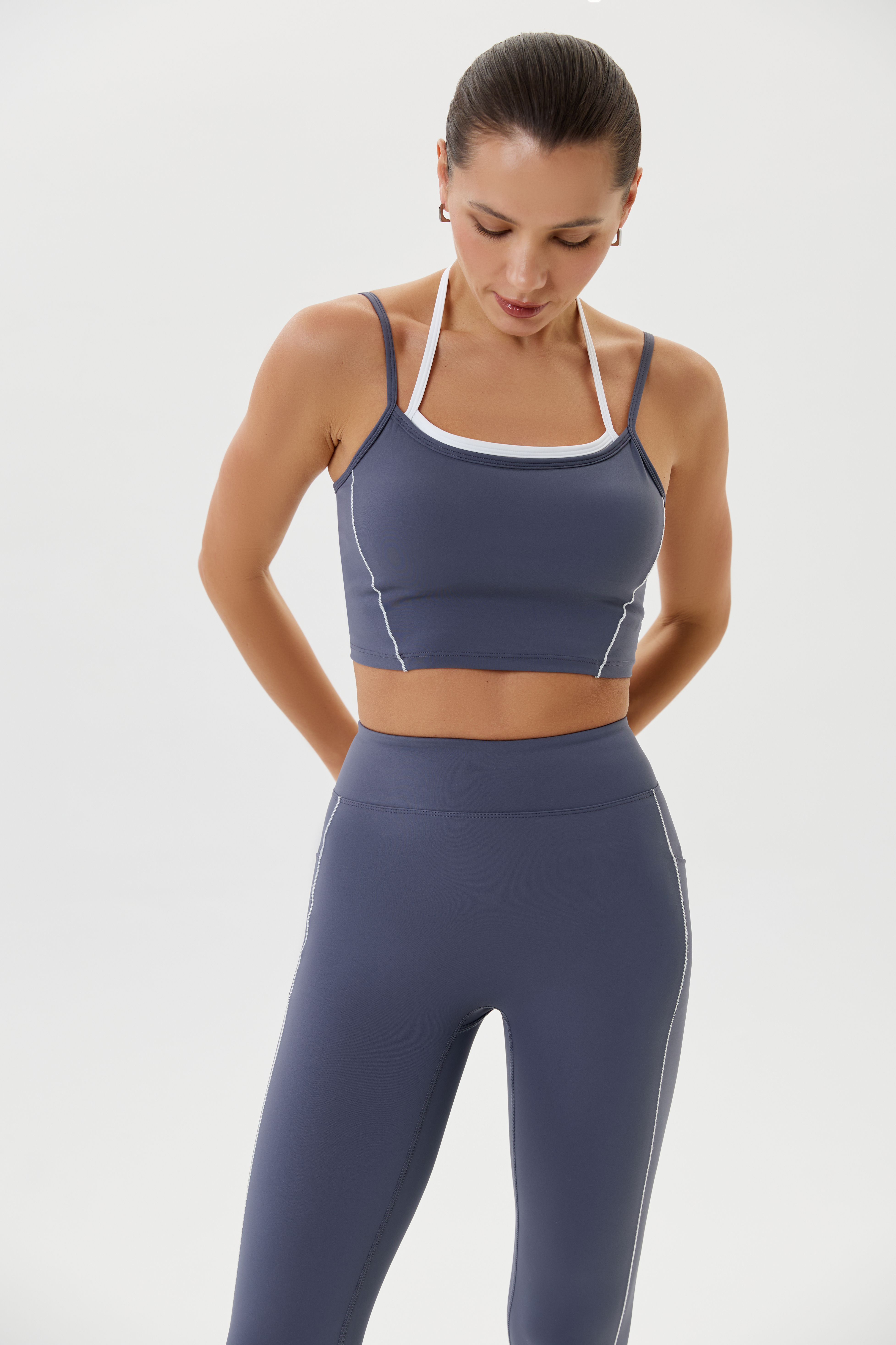 Топ спортивный с двойными бретельками (Серый, S)