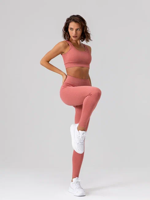 Леггинсы в рубчик (Розовый, S)