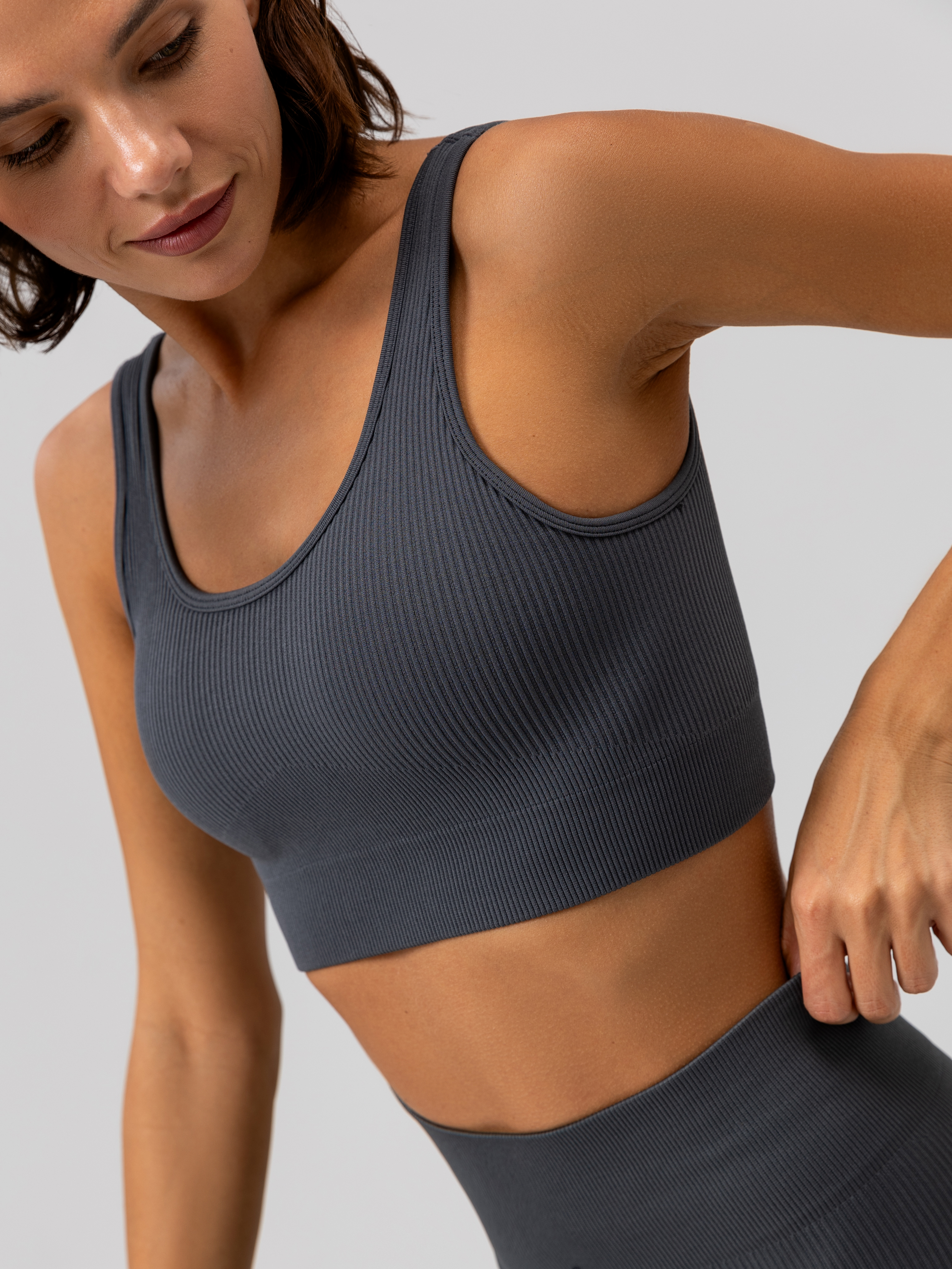 Топ бра спортивный с чашками (Серый, S)