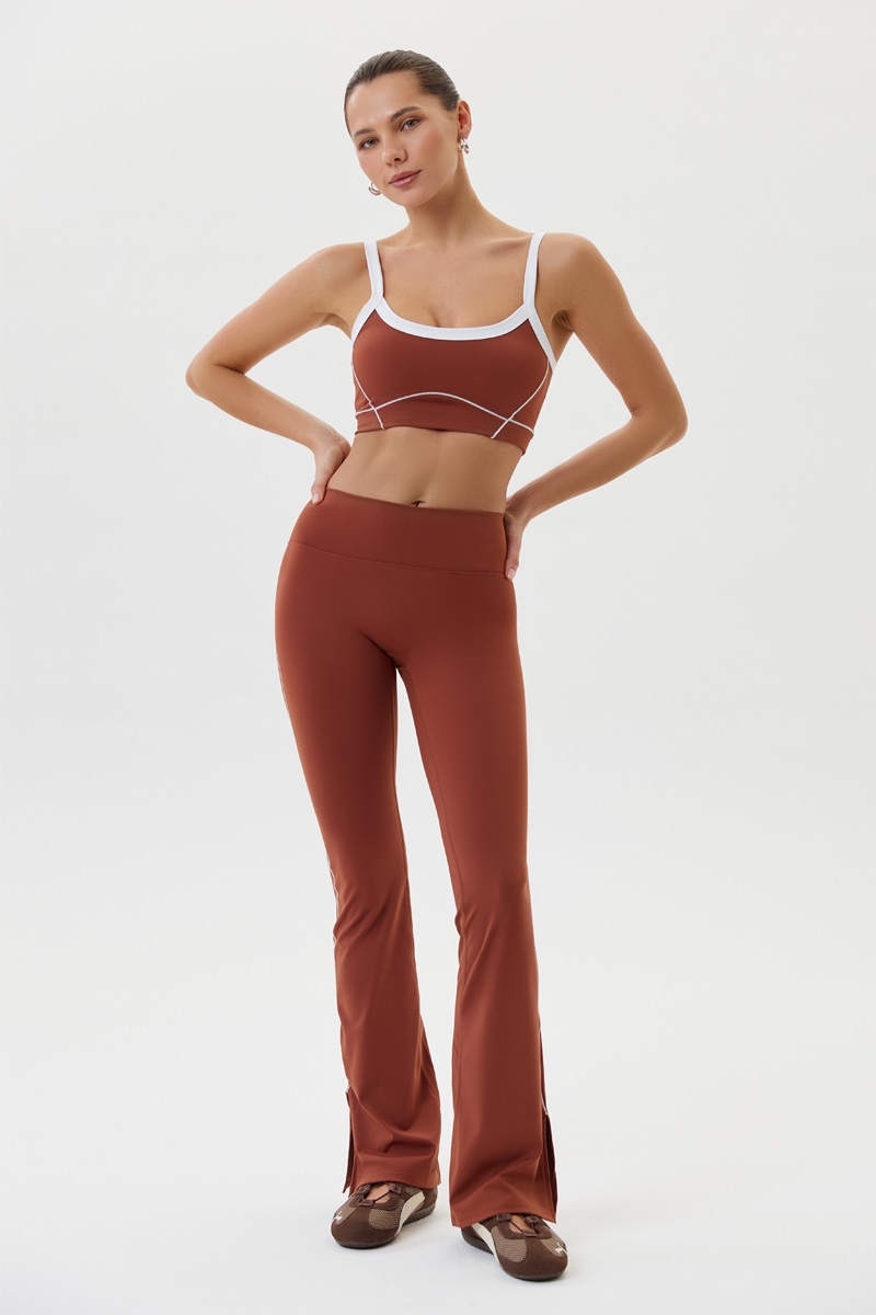 Леггинсы клеш спортивные (Коричневый, S)