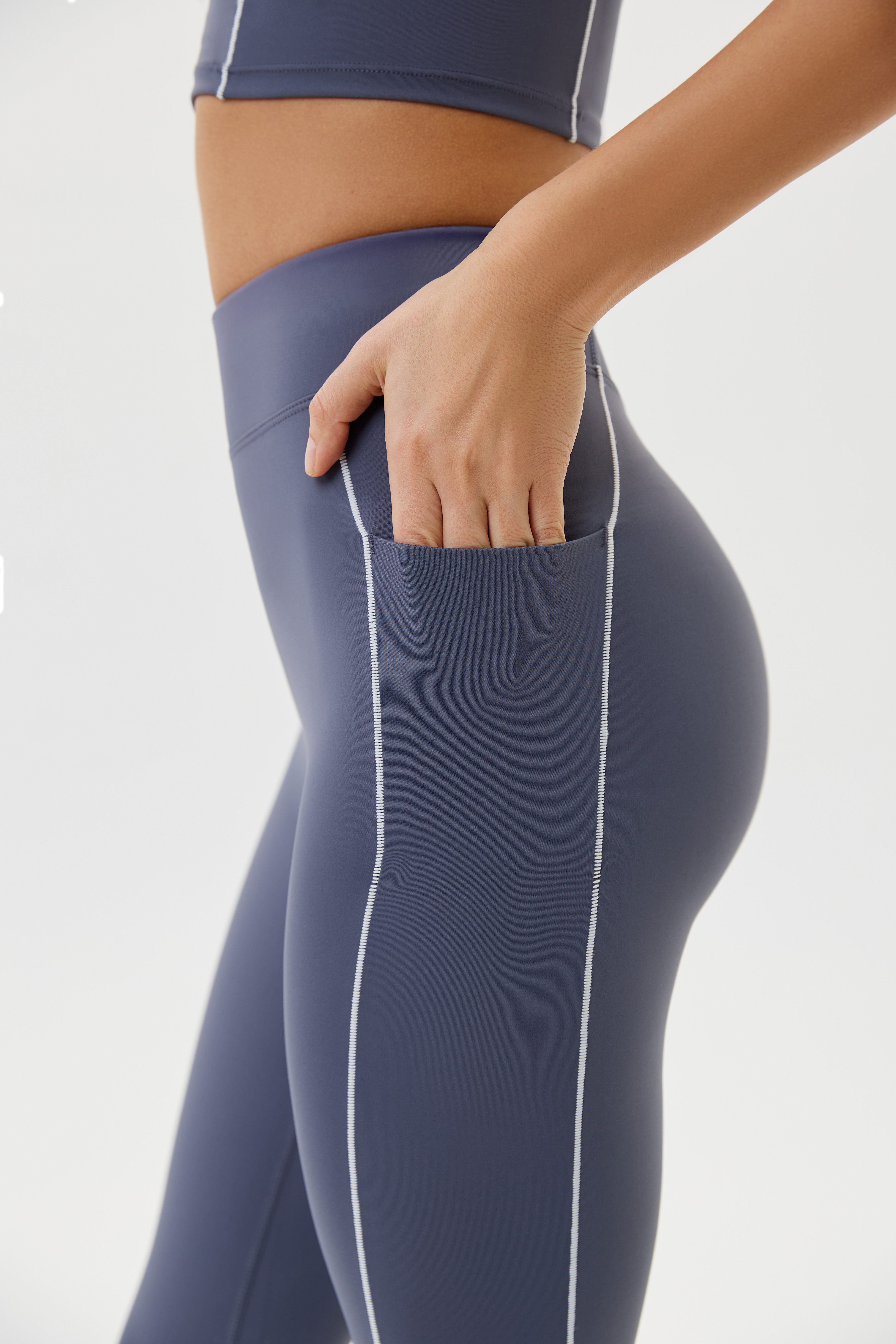 Леггинсы с карманами спортивные (Серый, S)