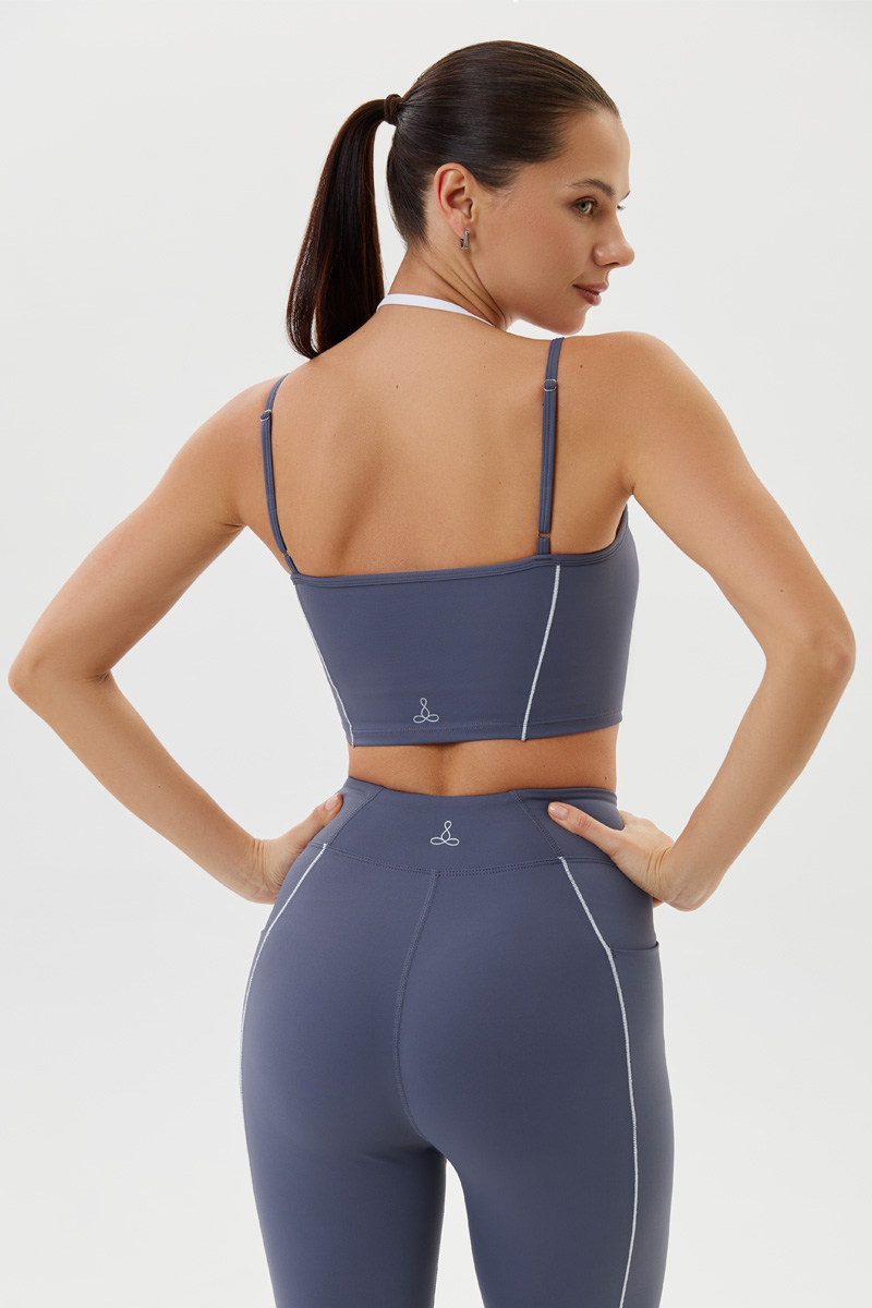 Топ спортивный с двойными бретельками (Серый, S)