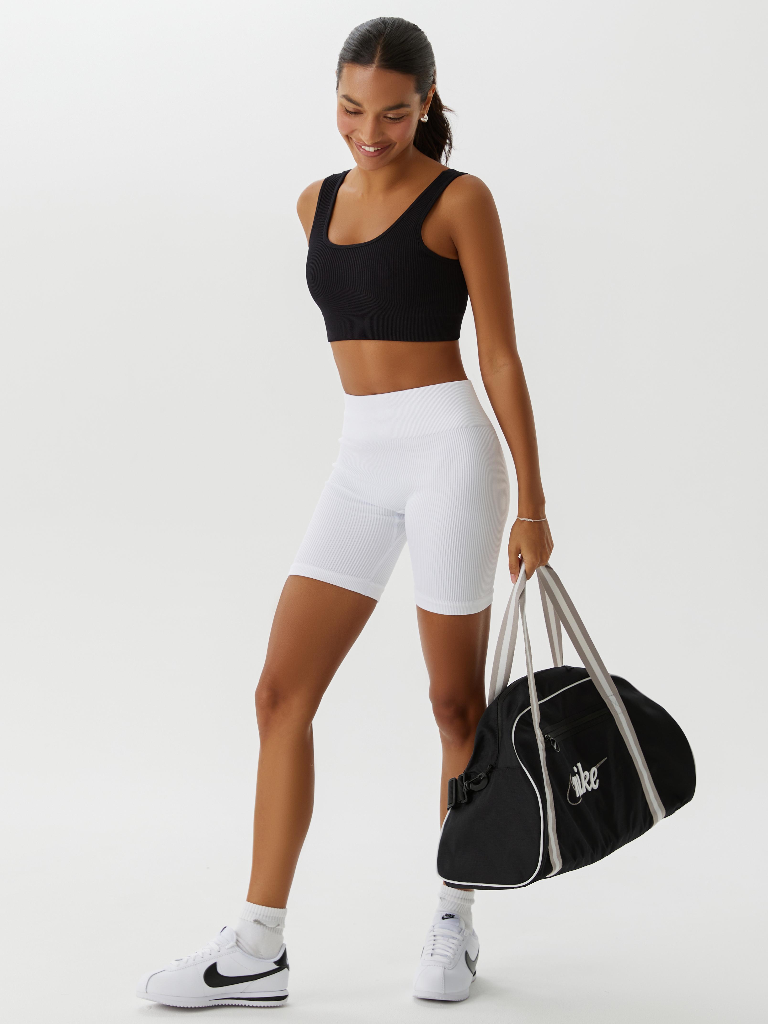 Велосипедки в рубчик (Белый, XS)