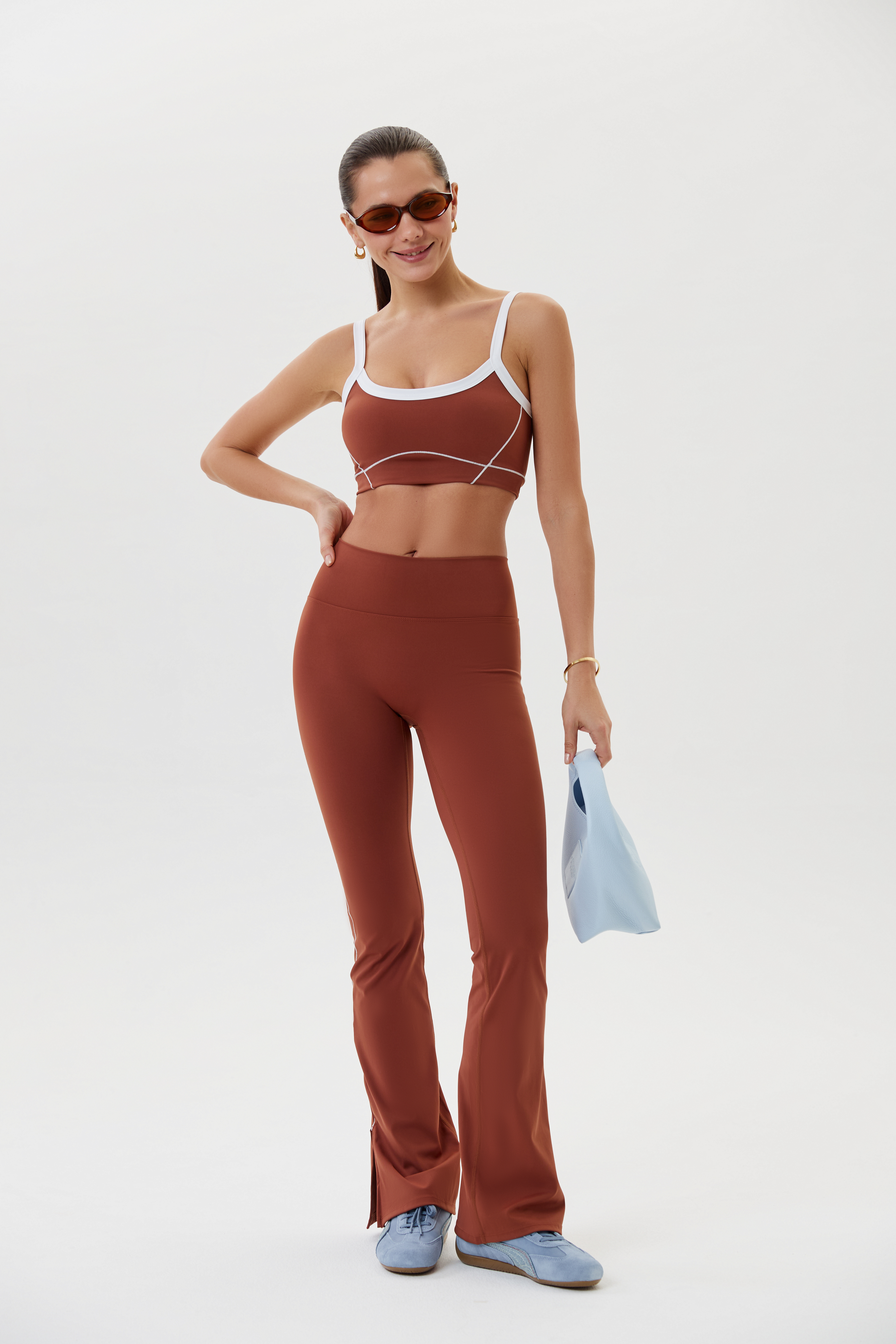 Леггинсы клеш спортивные (Коричневый, S)