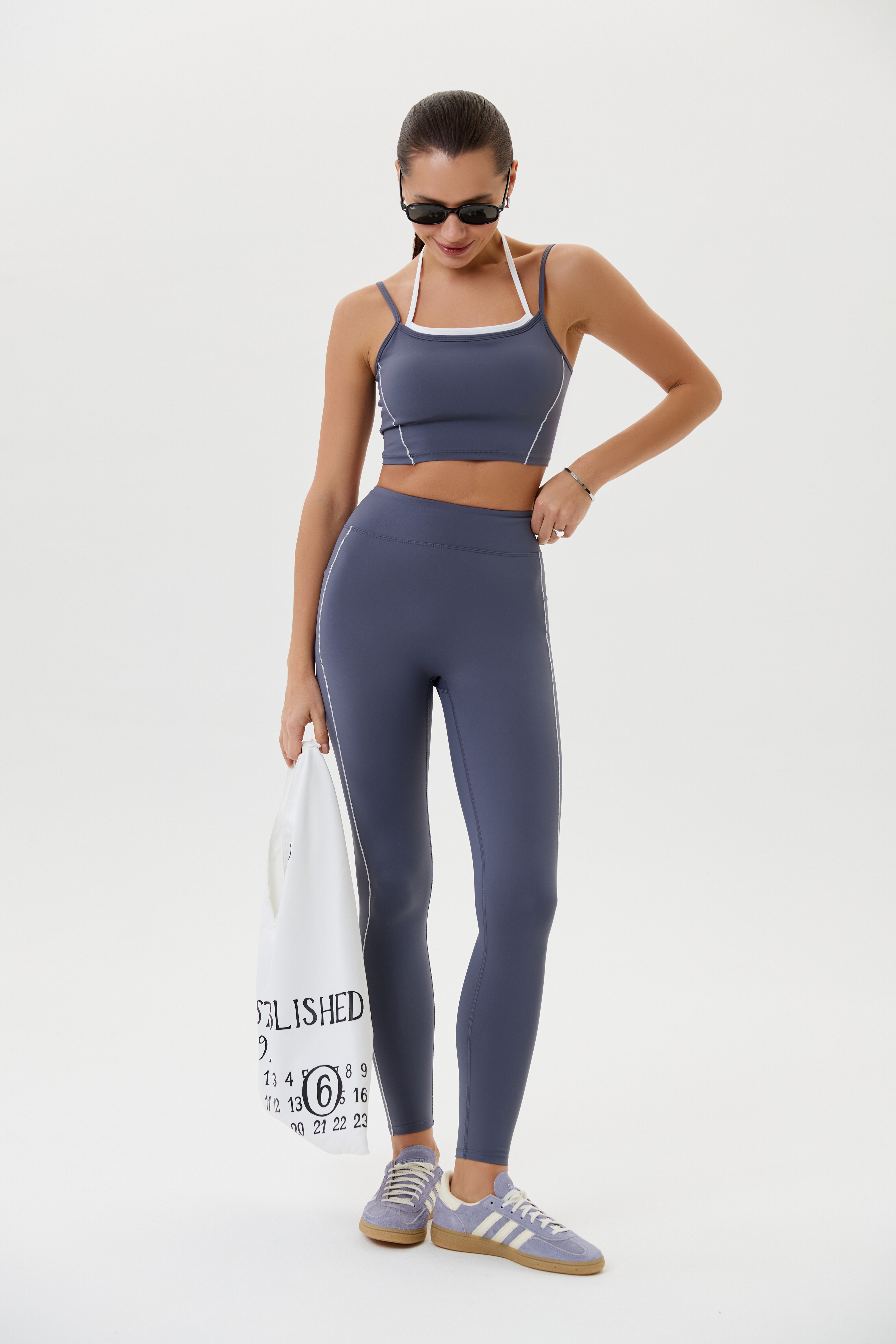 Леггинсы с карманами спортивные (Серый, S)