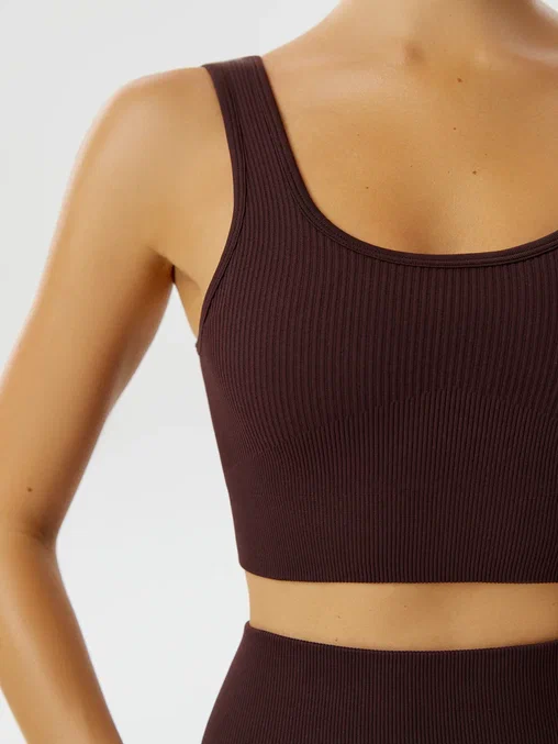 Топ бра спортивный с чашками (шоколадный, S)