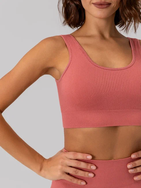 Топ бра спортивный с чашками (Розовый, S)
