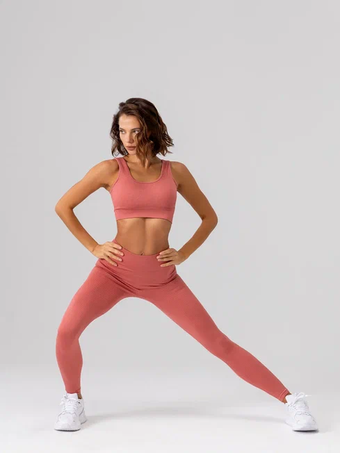 Леггинсы в рубчик (Розовый, S)