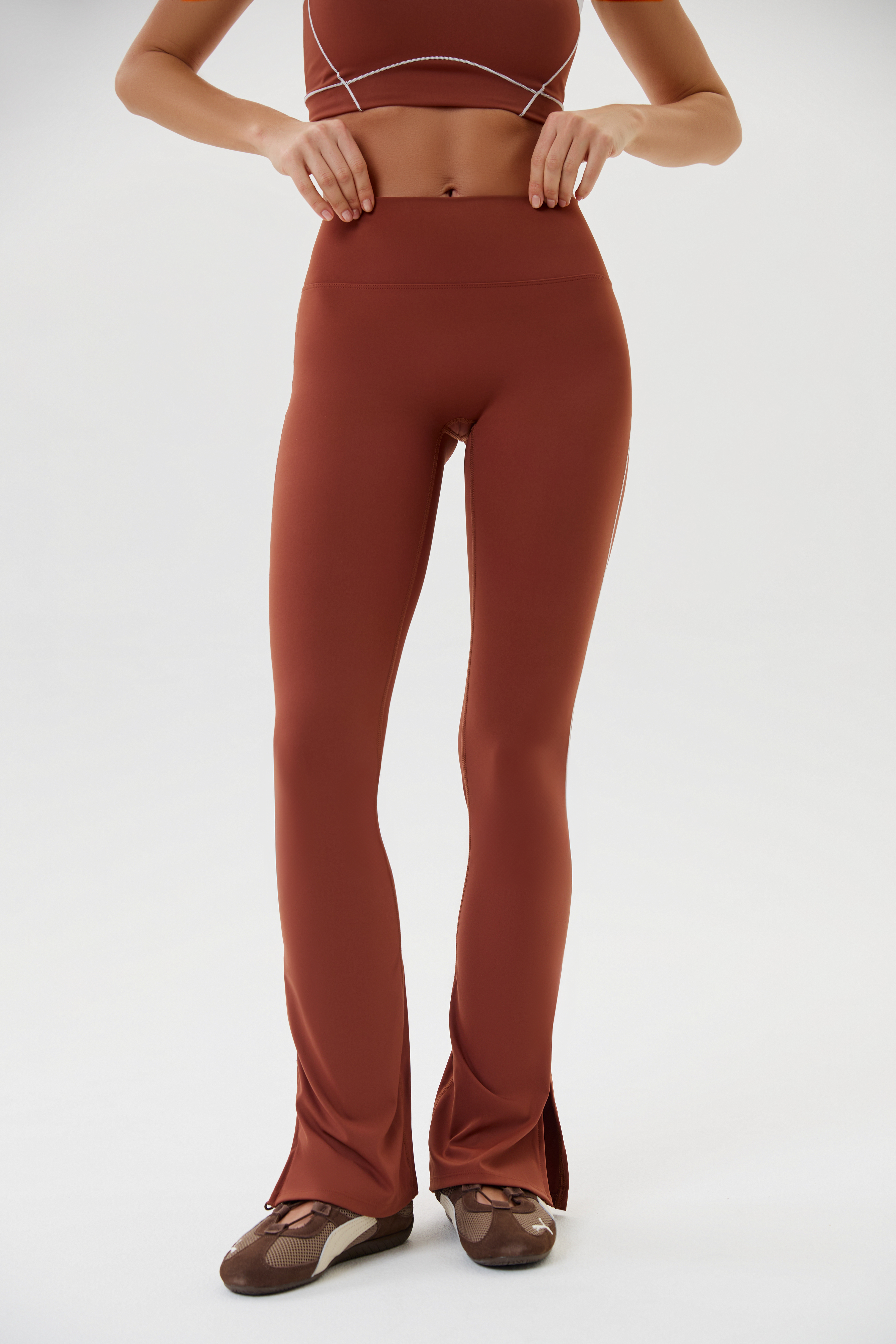 Леггинсы клеш спортивные (Коричневый, S)