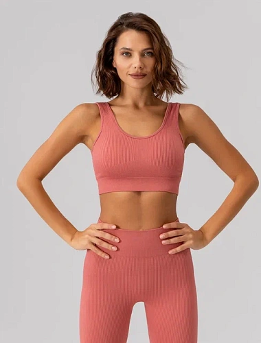 Топ бра спортивный с чашками (Небесно-голубой, S) picture-Розовый