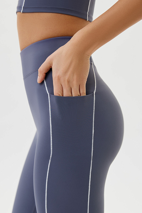 Леггинсы с карманами спортивные (Серый, S)