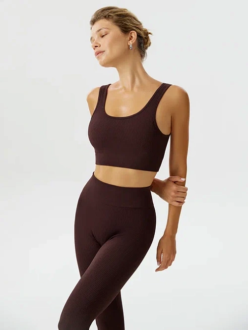 Топ бра спортивный с чашками (шоколадный, S)