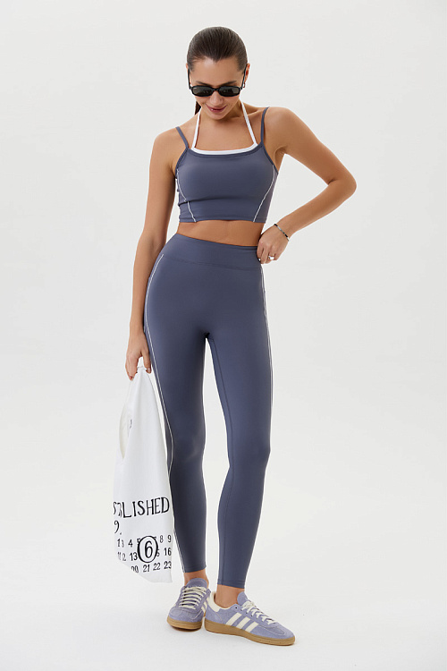 Топ спортивный с двойными бретельками (Серый, S)