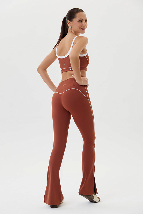 Леггинсы клеш спортивные (Коричневый, S)