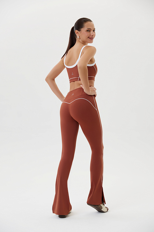 Леггинсы клеш спортивные (Коричневый, S)
