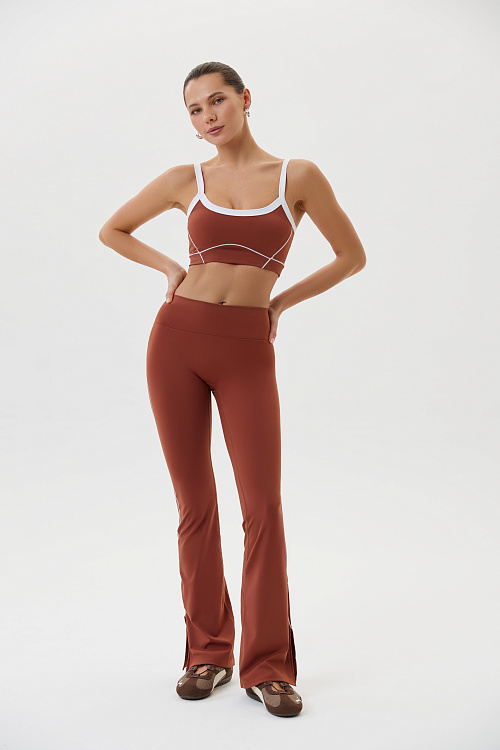 Леггинсы клеш спортивные (Коричневый, S)