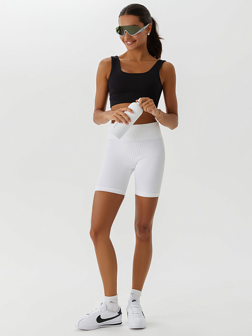 Велосипедки в рубчик (Белый, XS)