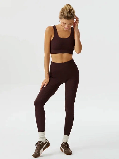 Топ бра спортивный с чашками (шоколадный, S)