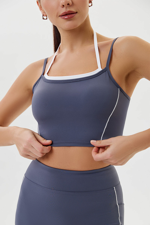 Топ спортивный с двойными бретельками (Серый, S)