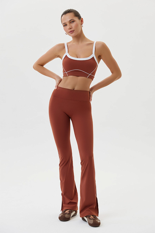 Леггинсы клеш спортивные (Коричневый, S)