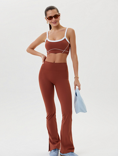 Леггинсы клеш спортивные (Коричневый, L) picture-Коричневый